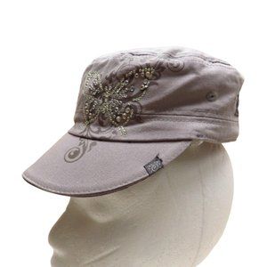 Rhinestone Butterfly Cotton Cap Side Pocket